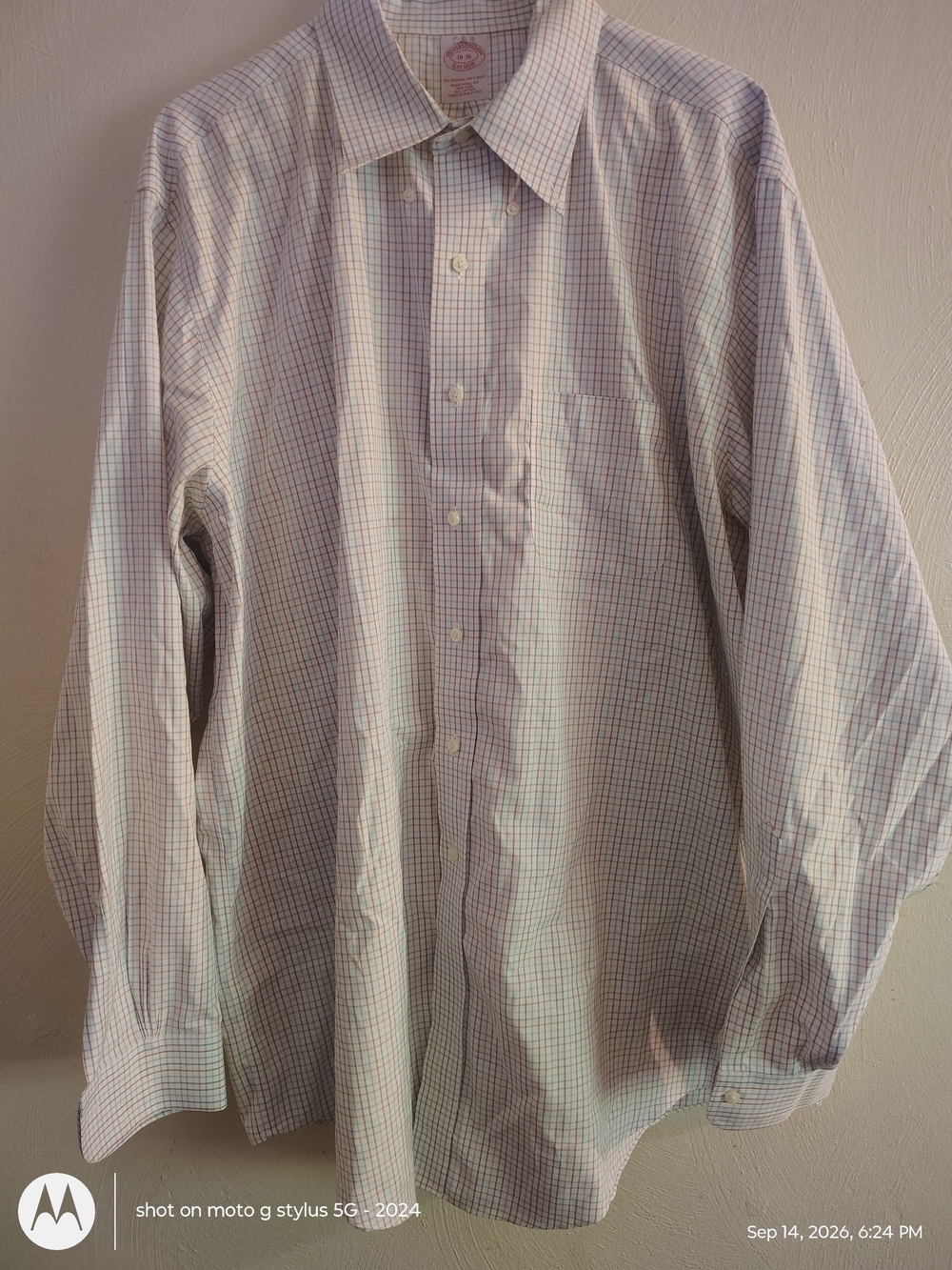 Brooks Brothers Traditional Fit Non-Iron Cotton Check Dress Shirt 18-36